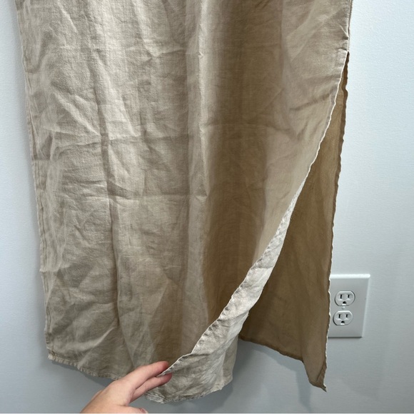 FLAW NWOT mate the label midi Linen slip dress natural side slits small womens - Picture 5 of 11